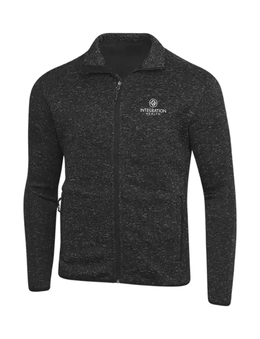 Black Heather Sweater Fleece Jacket w/Integration Health Logo