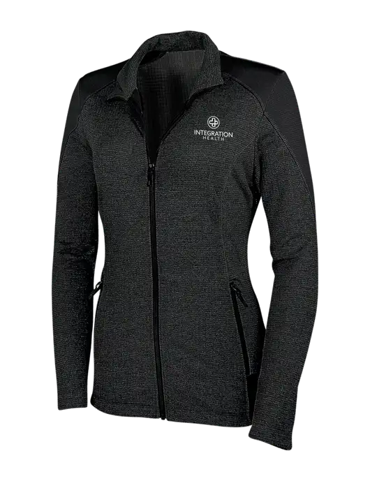 Womens Black Grid Fleece Jacket w/Integration Health Logo