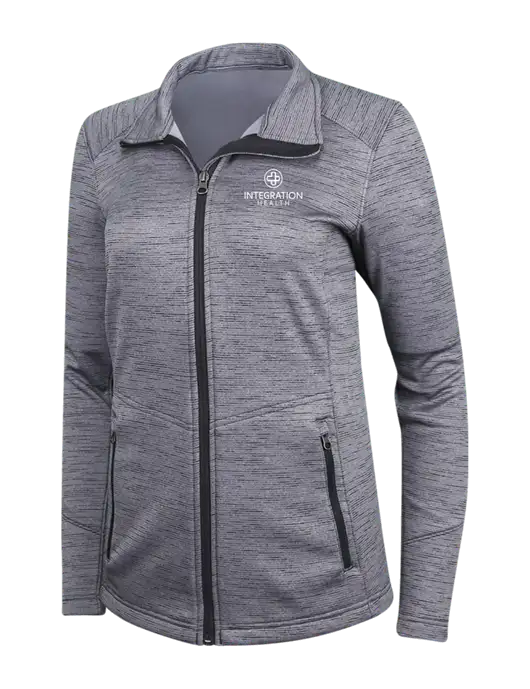 Medium Grey Womens Digi Stripe Fleece Jacket w/Integration Health Logo