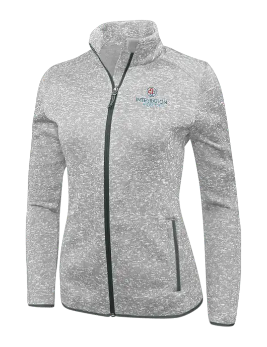 Grey Heather Womens Sweater Fleece Jacket w/Integration Health Logo