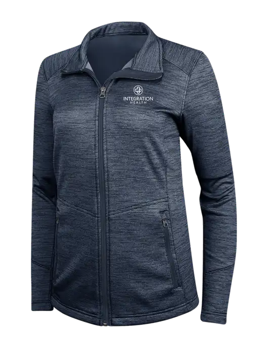 Navy Womens Digi Stripe Fleece Jacket w/Integration Health Logo