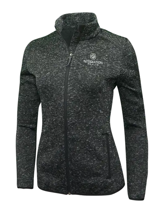 Black Heather Womens Sweater Fleece Jacket w/Integration Health Logo