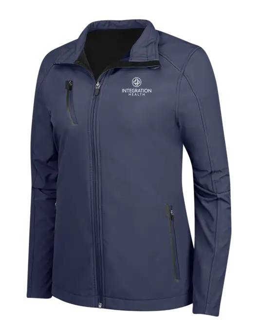 Navy Womens Welded Softshell Jacket w/Integration Health Logo