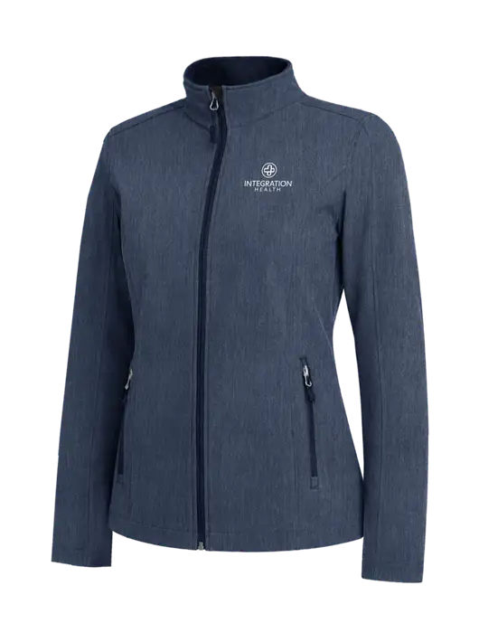 Navy Heather Womens Core Soft Shell Jacket w/Integration Health Logo