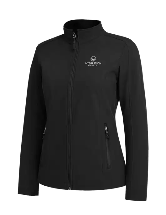 Black Womens Core Soft Shell Jacket w/Integration Health Logo
