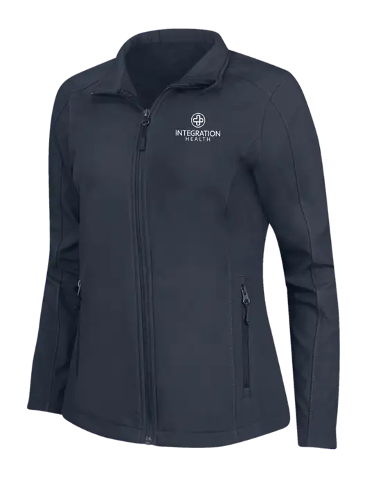 Navy Womens Core Soft Shell Jacket w/Integration Health Logo