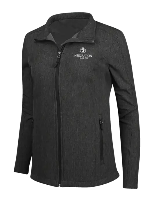 Black Charcoal Heather Womens Core Soft Shell Jacket w/Integration Health Logo