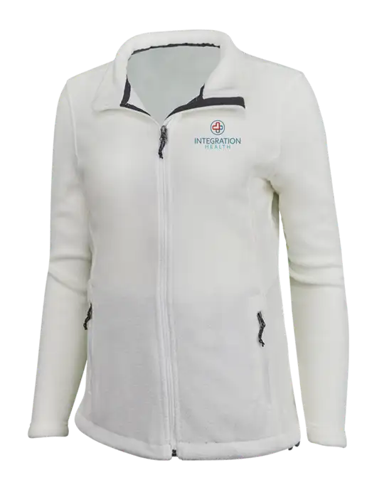 Womens White Fleece Jacket w/Integration Health Logo