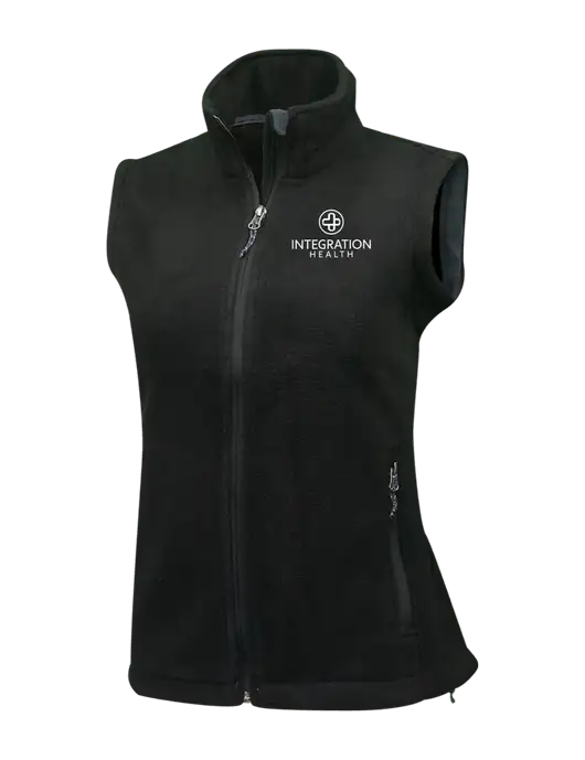Womens Black Fleece Vest w/Integration Health Logo