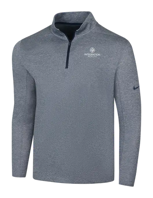 NIKE Navy Heather Dry 1/2 Zip Cover-Up w/Integration Health Logo