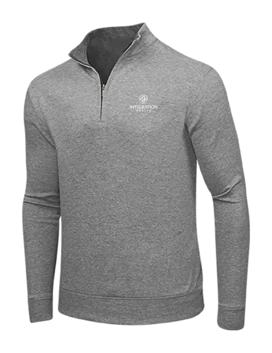Medium Heather Grey/Charcoal Heather Interlock 1/4 Zip w/Integration Health Logo
