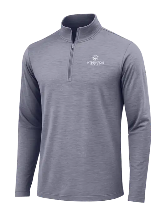 True Navy Heather Posicharge Tri-Blend Wicking 1/4 Zip Pullover w/Integration Health Logo