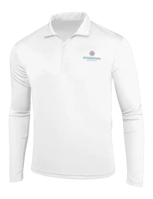 White PosiCharge Competitor 1/4 Zip Pullover w/Integration Health Logo