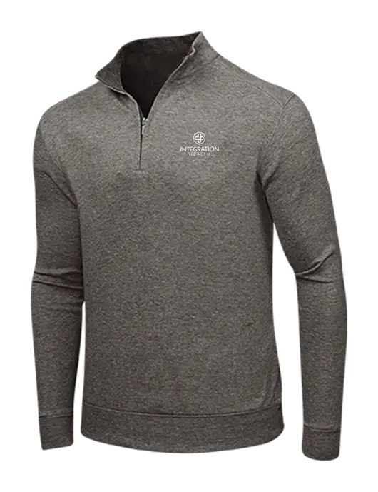 Charcoal Heather/Medium Heather Grey Interlock 1/4 Zip w/Integration Health Logo