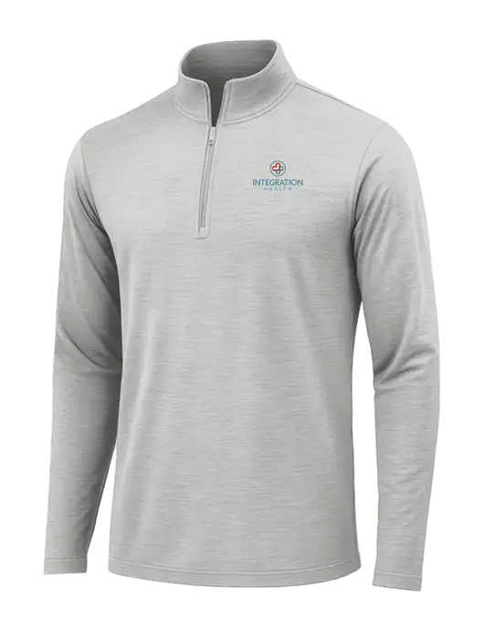 Light Grey Heather Posicharge Tri-Blend Wicking 1/4 Zip Pullover w/Integration Health Logo