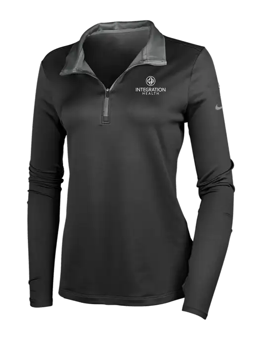 NIKE Black/Dark Grey Womens Dry-Fit Stretch 1/2 Zip Cover-Up w/Integration Health Logo