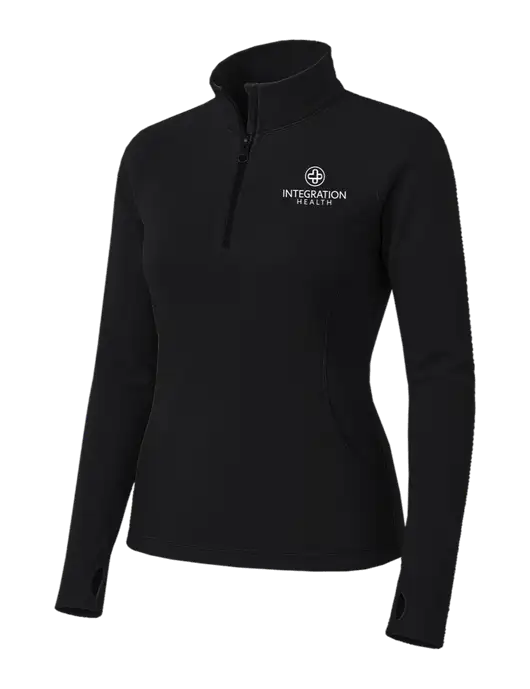 Womens Black Sport Wick Stretch 1/4 Zip Pullover w/Integration Health Logo