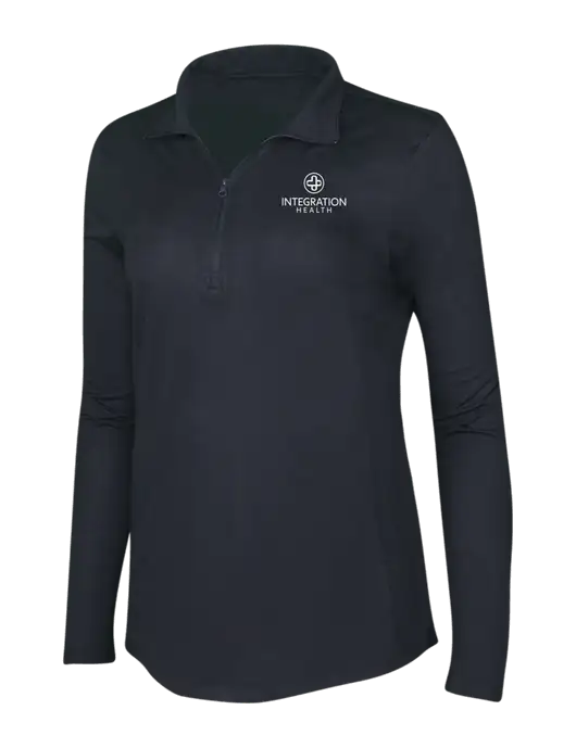 Black Triad Solid Womens Posicharge Tri-Blend Wicking 1/4 Zip Pullover w/Integration Health Logo