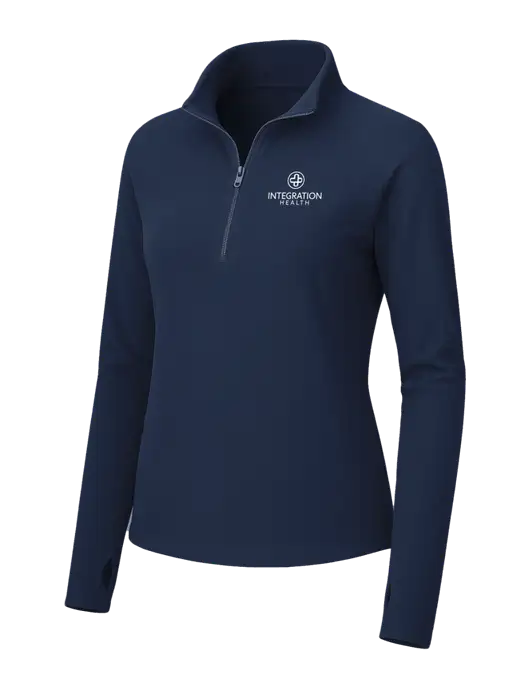 Womens Navy Microfleece 1/2 Zip Pullover w/Integration Health Logo
