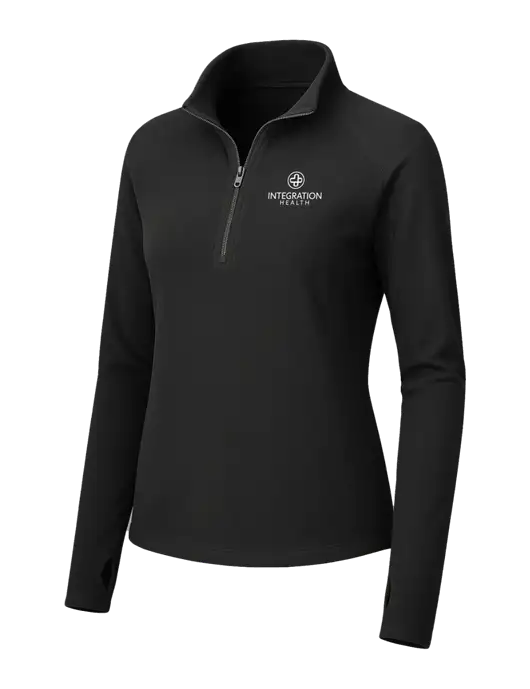Womens Black Microfleece 1/2 Zip Pullover w/Integration Health Logo