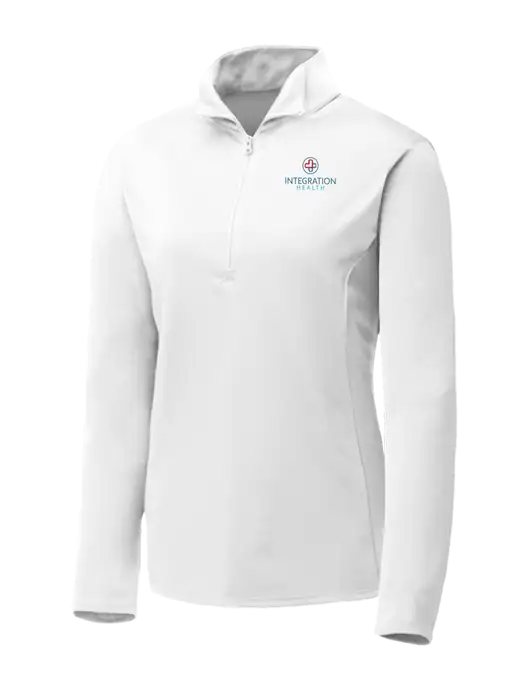 White Womens Posicharge Competitor ¼ Zip Pullover w/Integration Health Logo