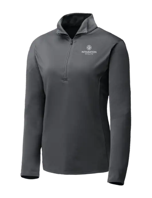 Dark Grey Womens Posicharge Competitor ¼ Zip Pullover w/Integration Health Logo