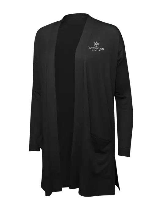Black Womens Concept Long Pocket Cardigan w/Integration Health Logo