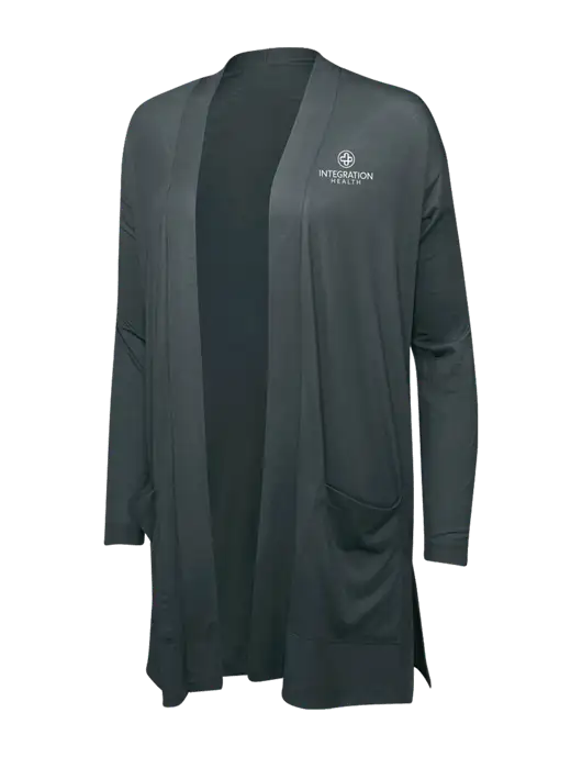 Smoke Grey Womens Concept Long Pocket Cardigan w/Integration Health Logo