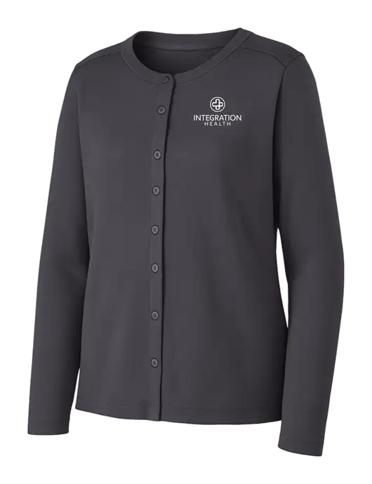 Grey Smoke Womens Concept Stretch Button-Front Cardigan Sweater w/Integration Health Logo