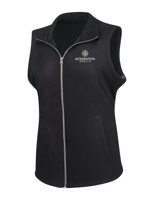 Black Womens Microfleece Vest w/Integration Health Logo