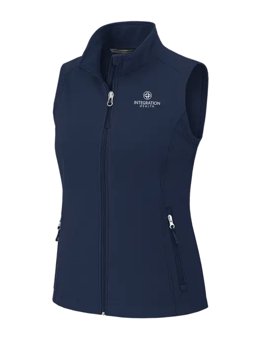 Navy Womens Core Soft Shell Vest w/Integration Health Logo