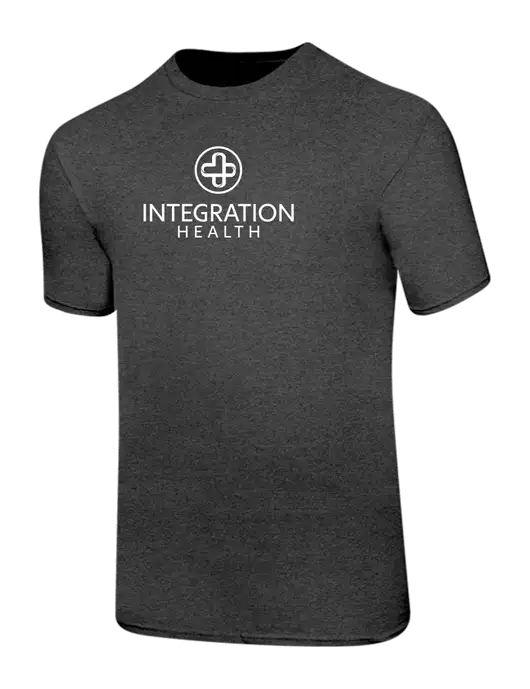 Ring Spun Dark Heather Grey 4.5 oz T-Shirt w/Integration Health Logo