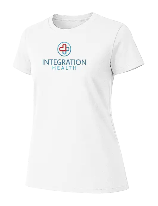 Womens Ring Spun White 4.5 oz T-Shirt w/Integration Health Logo