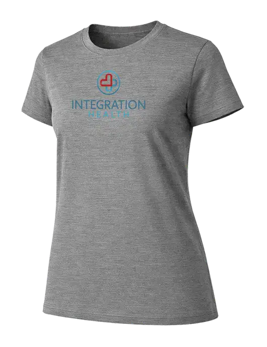 Womens Ring Spun Light Grey Heather 4.5 oz T-Shirt w/Integration Health Logo