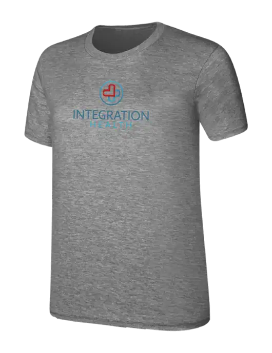 Womens Ring Spun Light Grey Heather 4.5 oz T-Shirt w/Integration Health Logo