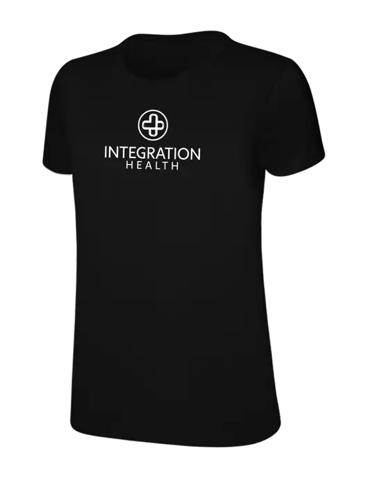Womens Ring Spun Jet Black 4.5 oz T-Shirt w/Integration Health Logo