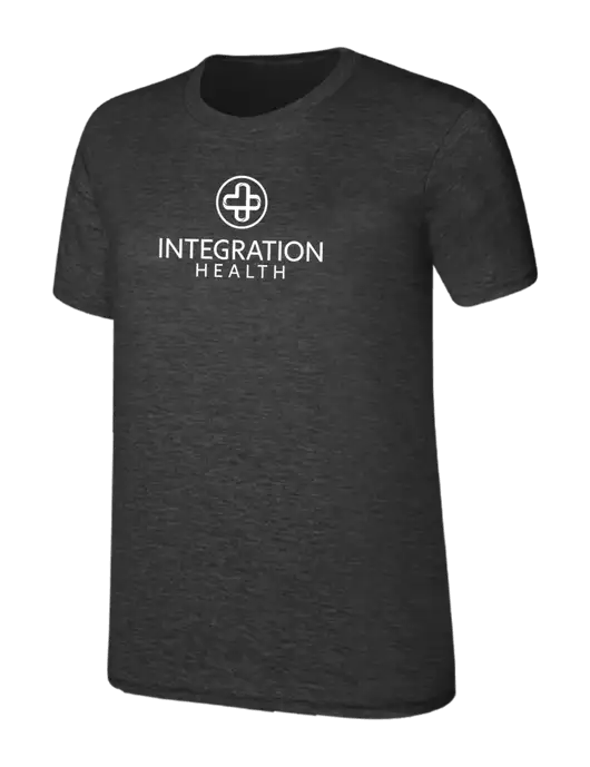 Womens Ring Spun Dark Heather Grey 4.5 oz T-Shirt w/Integration Health Logo