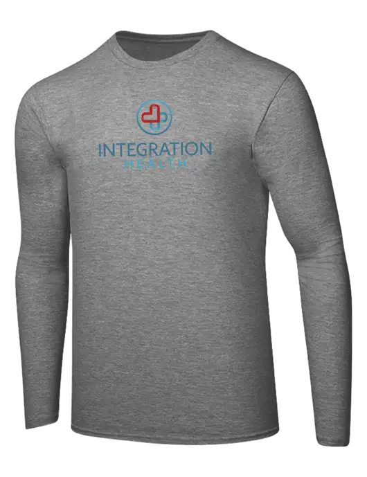 Ring Spun Light Heather Grey 4.5 oz Long Sleeve T-Shirt w/Integration Health Logo