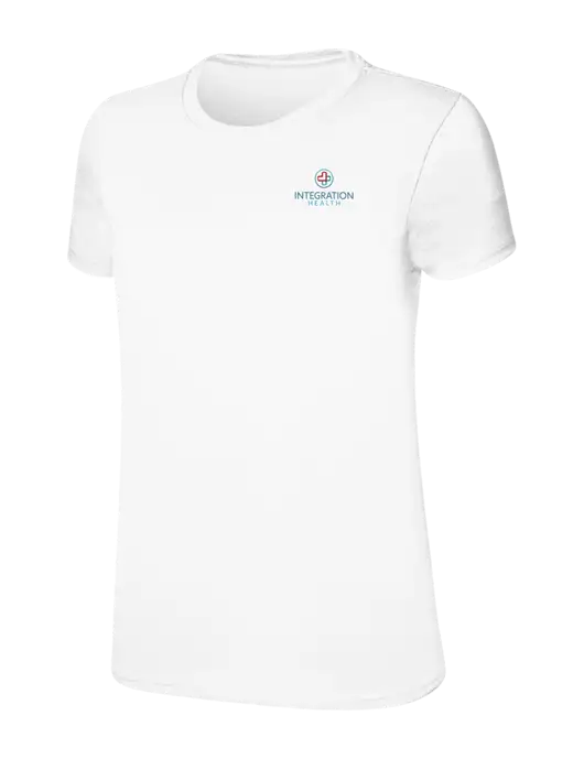 Womens Ring Spun White 4.5 oz T-Shirt w/Integration Health Logo
