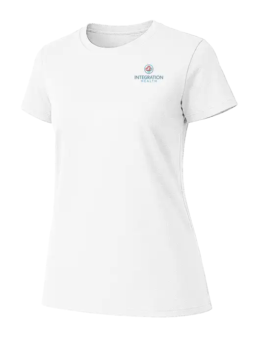 Womens Ring Spun White 4.5 oz T-Shirt w/Integration Health Logo
