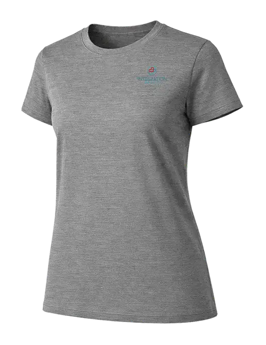 Womens Ring Spun Light Grey Heather 4.5 oz T-Shirt w/Integration Health Logo