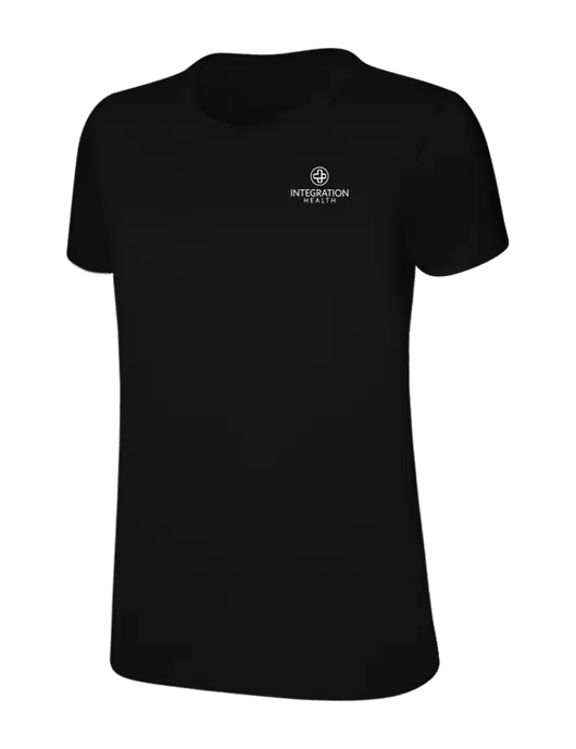 Womens Ring Spun Jet Black 4.5 oz T-Shirt w/Integration Health Logo