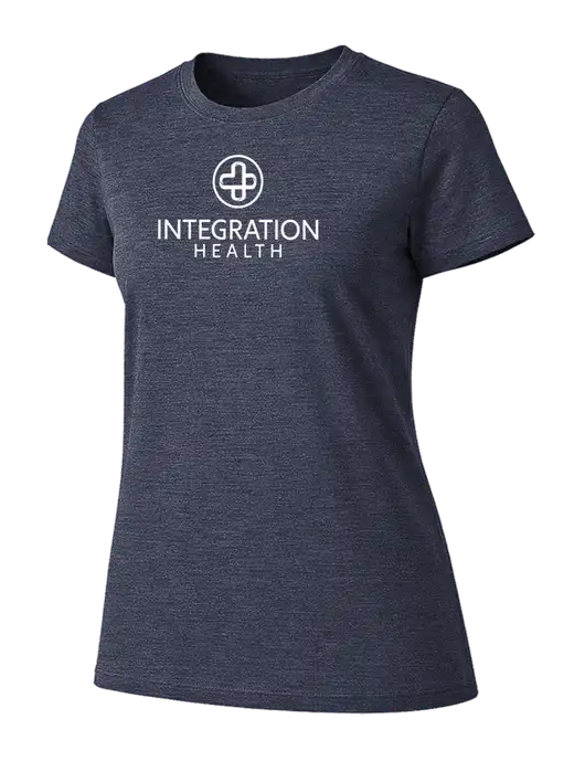 Womens Ring Spun Heather Navy 4.5 oz T-Shirt w/Integration Health Logo