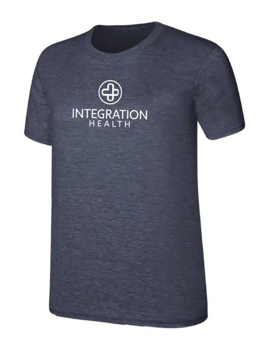 Womens Ring Spun Heather Navy 4.5 oz T-Shirt w/Integration Health Logo
