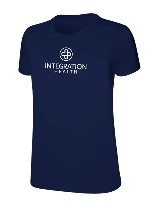 Womens Ring Spun Navy 4.5 oz T-Shirt w/Integration Health Logo