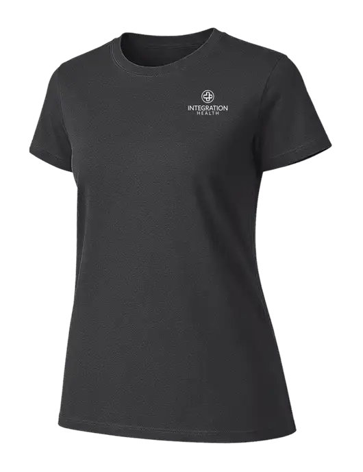 Womens Ring Spun Charcoal 4.5 oz T-Shirt w/Integration Health Logo