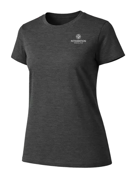 Womens Ring Spun Dark Heather Grey 4.5 oz T-Shirt w/Integration Health Logo
