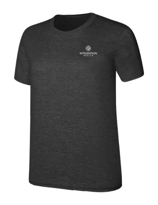 Womens Ring Spun Dark Heather Grey 4.5 oz T-Shirt w/Integration Health Logo