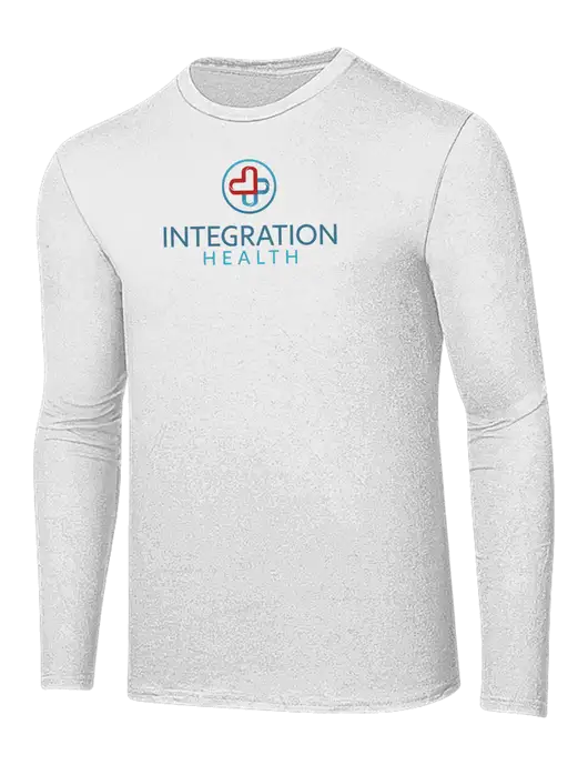 Ring Spun White 4.5 oz Long Sleeve T-Shirt w/Integration Health Logo
