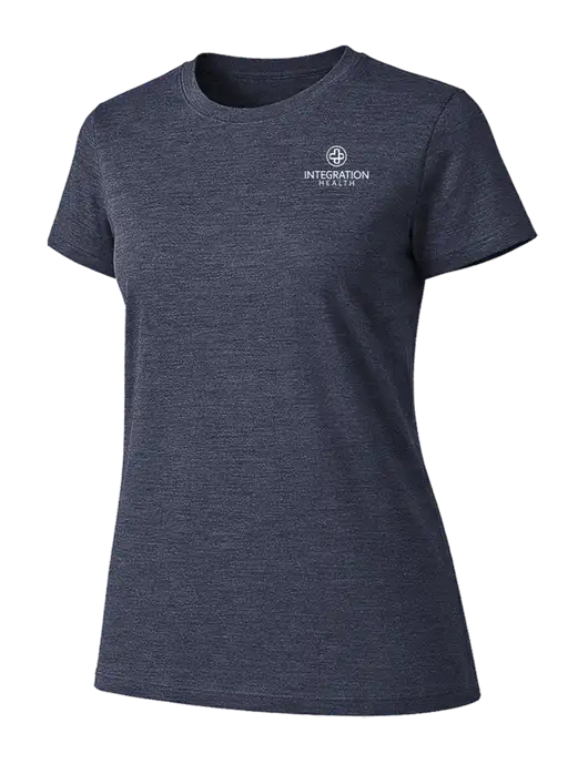 Womens Ring Spun Heather Navy 4.5 oz T-Shirt w/Integration Health Logo